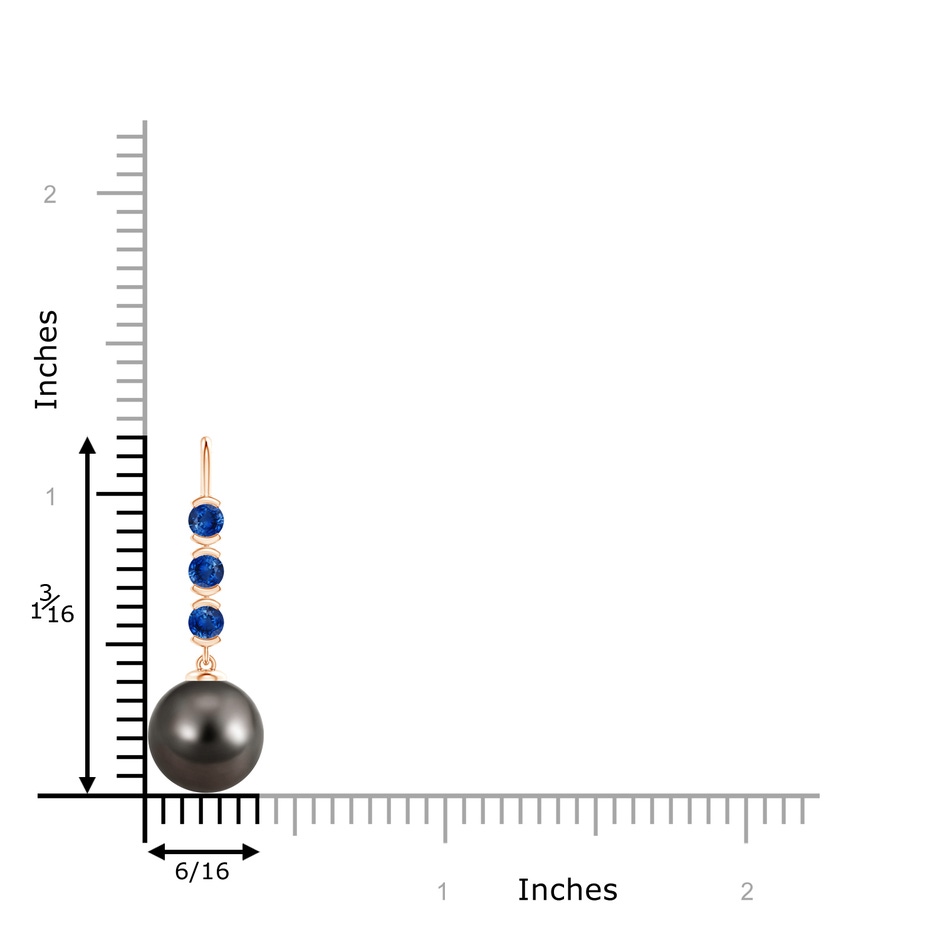 10mm AAA Tahitian Pearl Drop Pendant with Sapphires in Rose Gold product image
