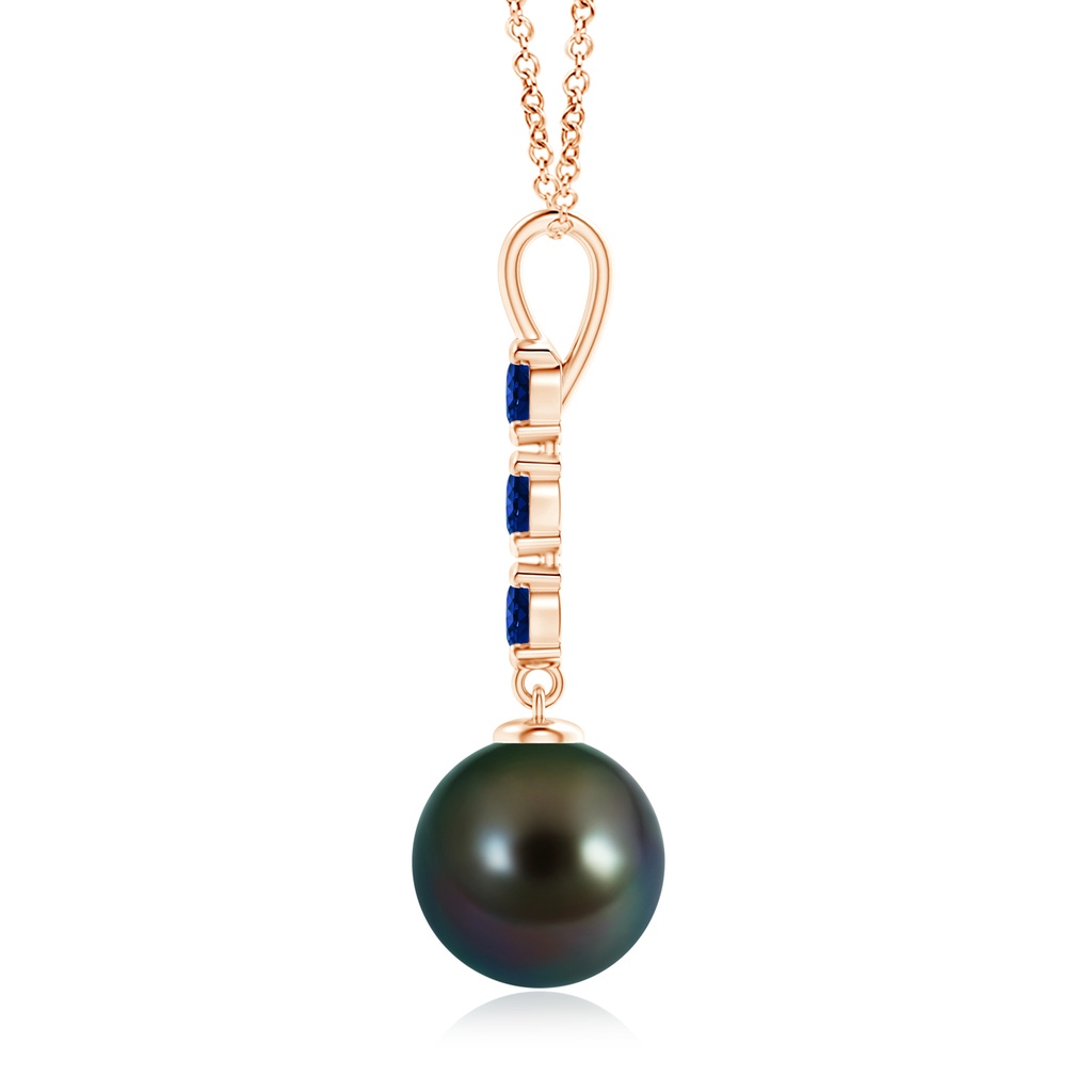 10mm AAAA Tahitian Pearl Drop Pendant with Sapphires in Rose Gold Product Image