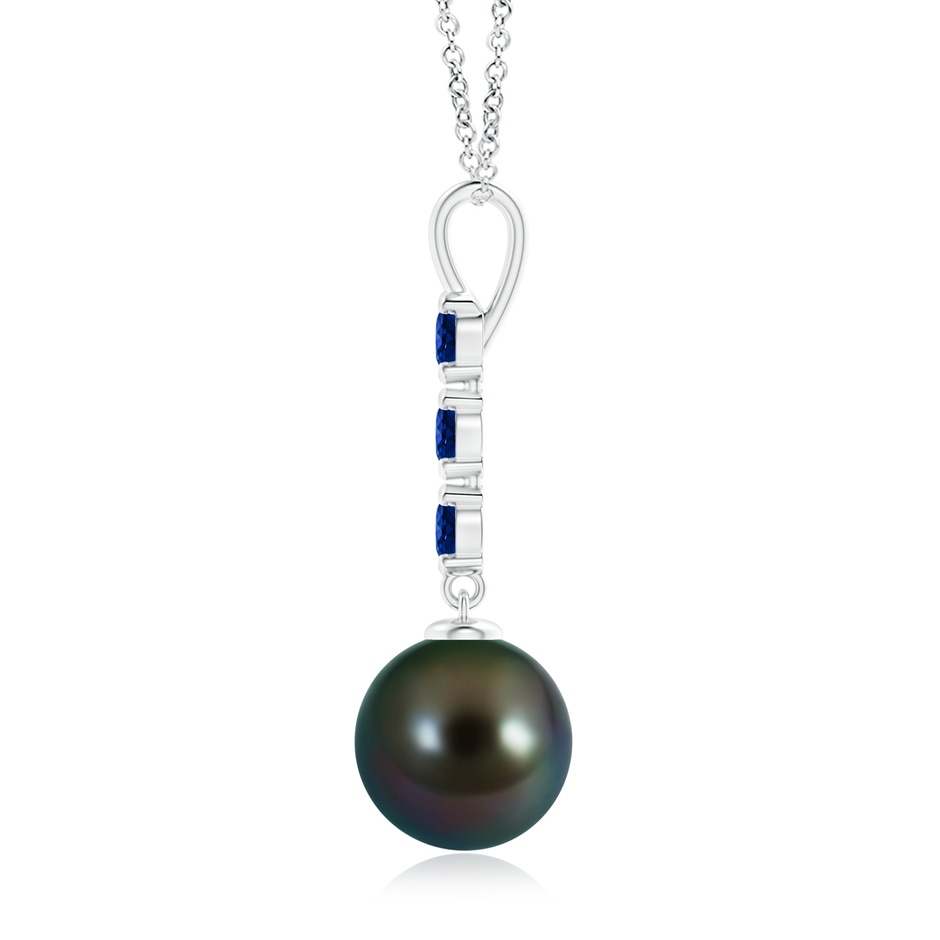 10mm AAAA Tahitian Pearl Drop Pendant with Sapphires in White Gold product image