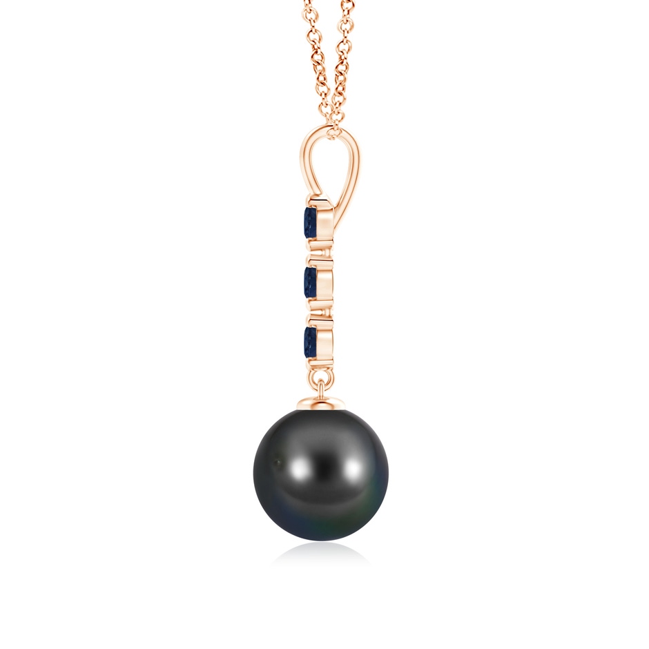 9mm AA Tahitian Pearl Drop Pendant with Sapphires in Rose Gold product image