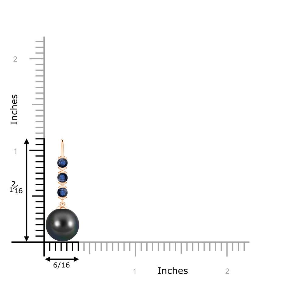9mm AA Tahitian Pearl Drop Pendant with Sapphires in Rose Gold product image