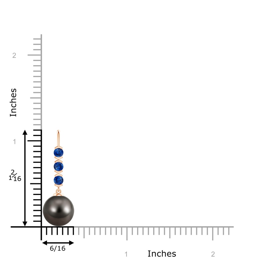 9mm AAA Tahitian Pearl Drop Pendant with Sapphires in 9K Rose Gold product image