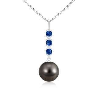 9mm AAA Tahitian Pearl Drop Pendant with Sapphires in White Gold