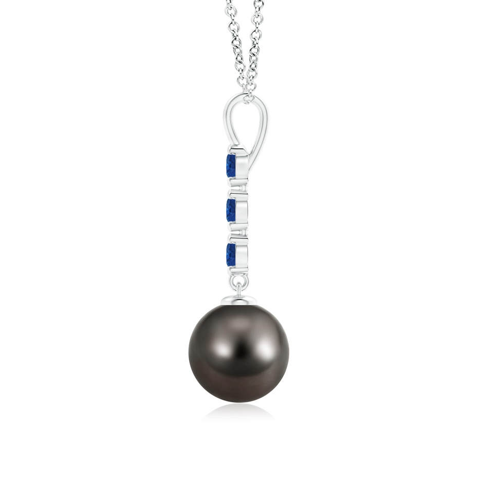 9mm AAA Tahitian Pearl Drop Pendant with Sapphires in White Gold product image