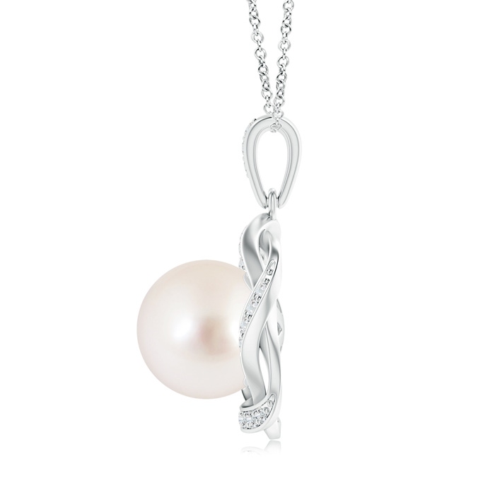 10mm AAAA South Sea Pearl Pendant with Braided Diamond Halo in White Gold Product Image