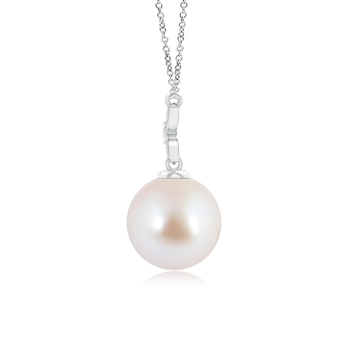 8mm AAA Akoya Cultured Pearl Pendant with Floral Bale in White Gold Product Image