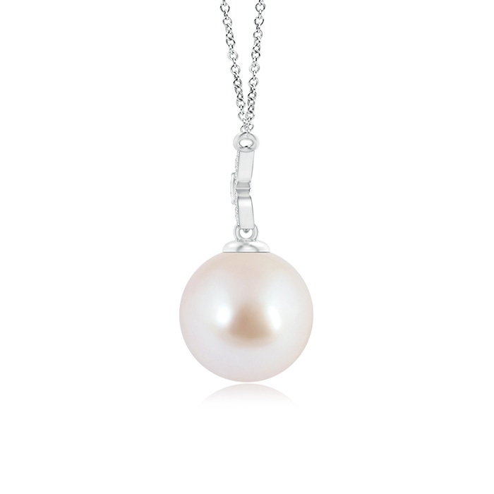 8mm AAA Akoya Cultured Pearl Pendant with Floral Bale in White Gold product image