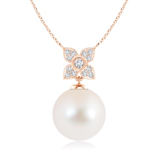 10mm AAA Freshwater Cultured Pearl Pendant with Floral Bale in Rose Gold