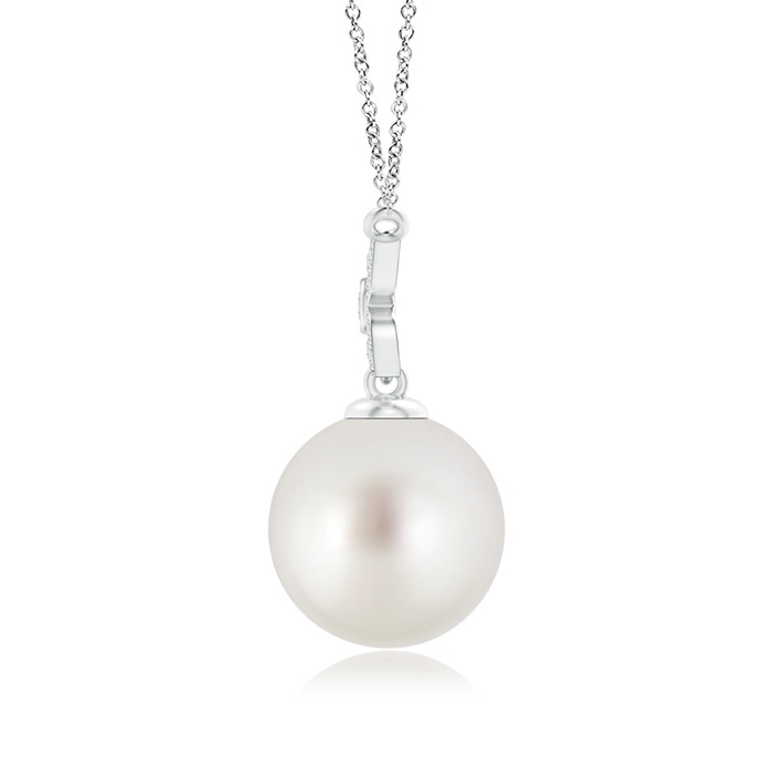 9mm AAA South Sea Cultured Pearl Pendant with Floral Bale in White Gold product image