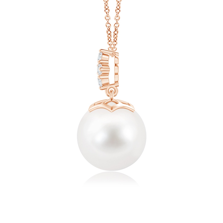 10mm AA Freshwater Pearl Pendant with Diamond Cluster in Rose Gold product image