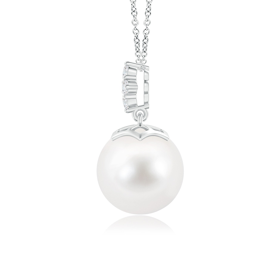 10mm AA Freshwater Pearl Pendant with Diamond Cluster in S999 Silver product image