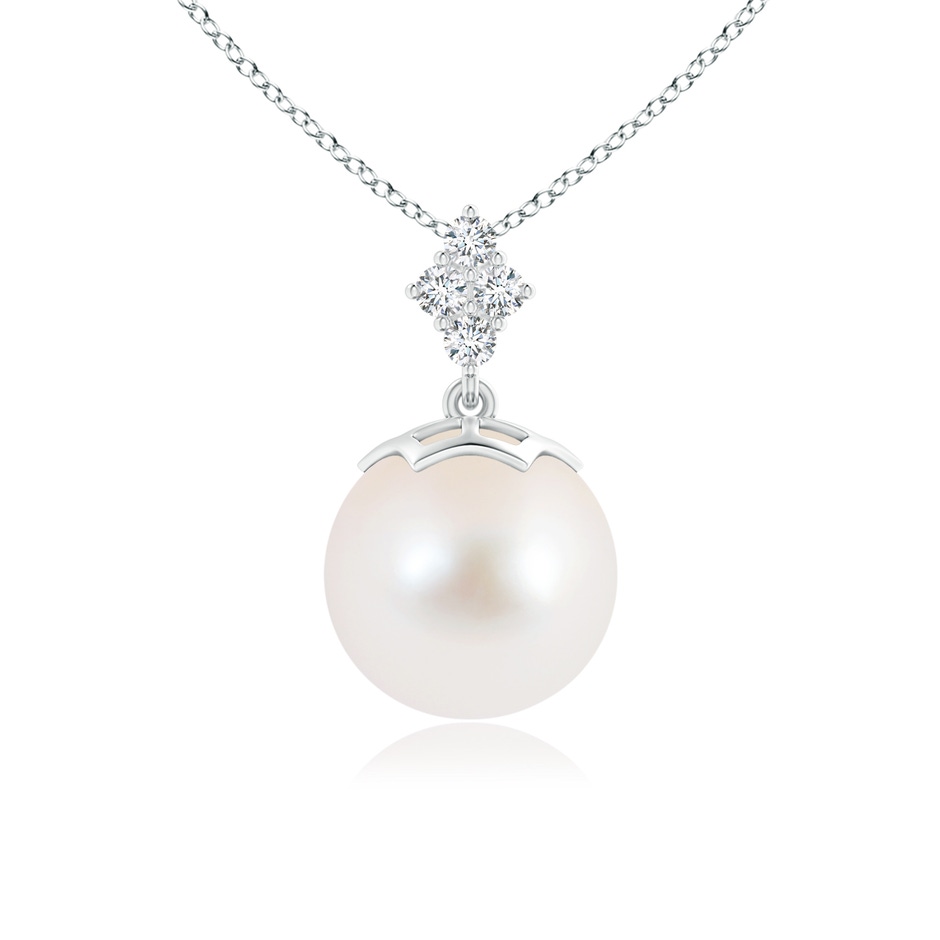 10mm AAA Freshwater Pearl Pendant with Diamond Clustre in 9K White Gold 