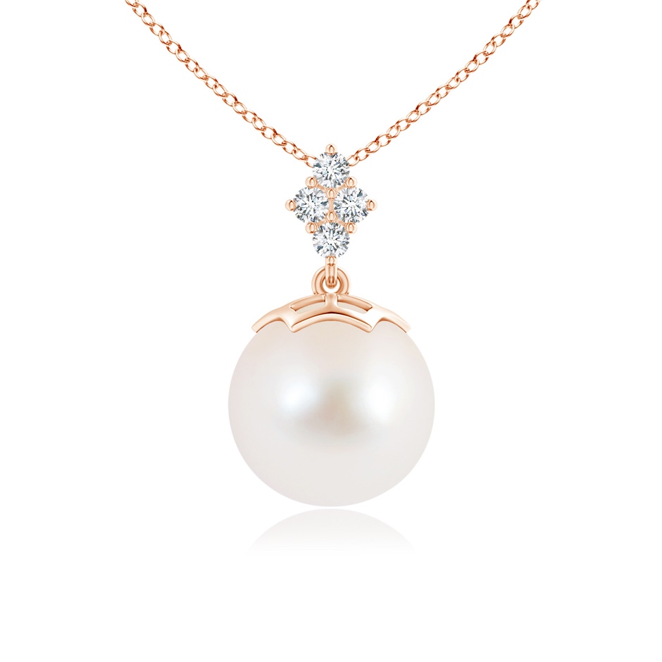 10mm AAA Freshwater Pearl Pendant with Diamond Clustre in Rose Gold 
