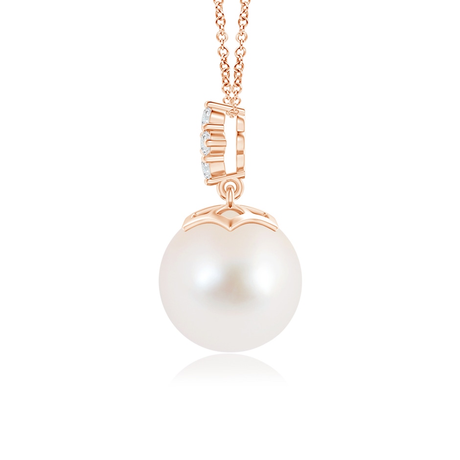 10mm AAA Freshwater Pearl Pendant with Diamond Clustre in Rose Gold product image