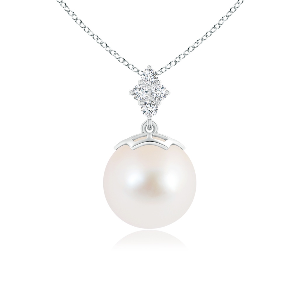 10mm AAA Freshwater Pearl Pendant with Diamond Clustre in S999 Silver