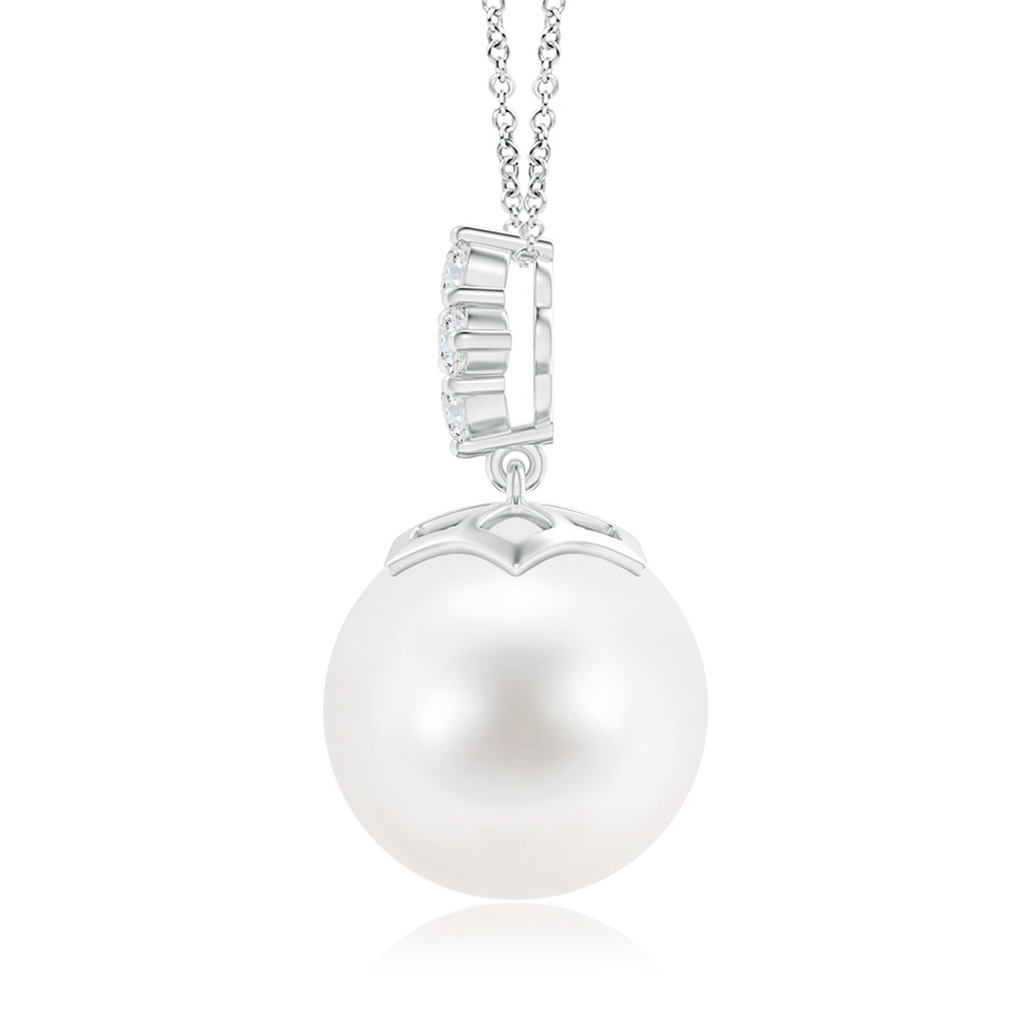 12mm AA Freshwater Pearl Pendant with Diamond Cluster in S999 Silver product image