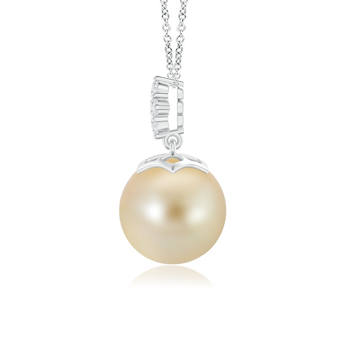 10mm AAA Golden South Sea Pearl Pendant with Diamond Clustre in White Gold product image