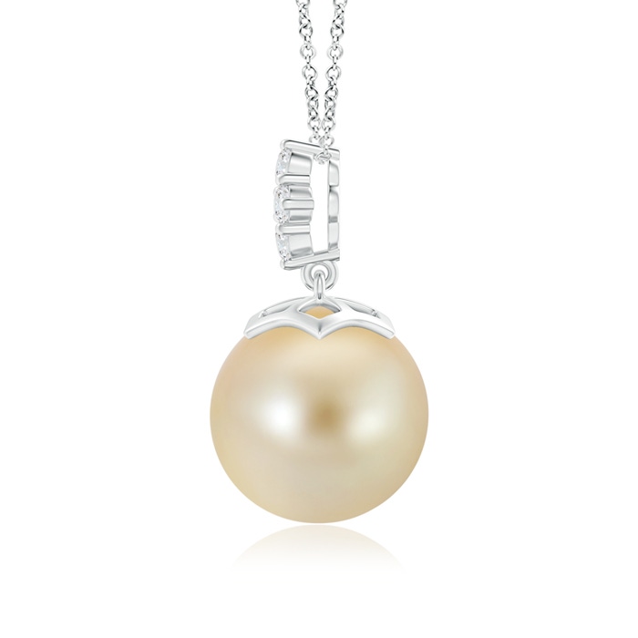 11mm AAA Golden South Sea Pearl Pendant with Diamond Cluster in White Gold Product Image