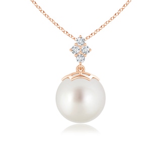 10mm AAA South Sea Pearl Pendant with Diamond Clustre in 9K Rose Gold