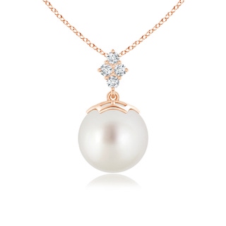 10mm AAA South Sea Pearl Pendant with Diamond Clustre in Rose Gold