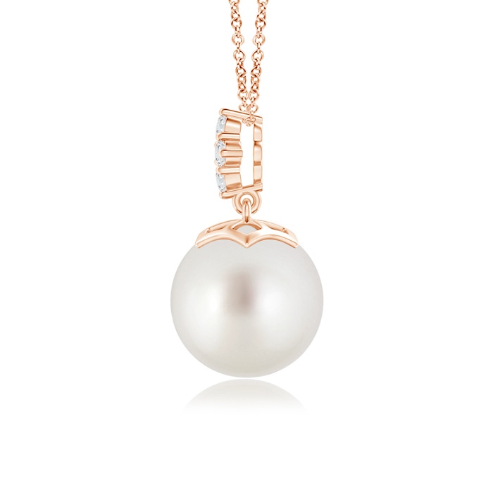 10mm AAA South Sea Pearl Pendant with Diamond Clustre in Rose Gold product image