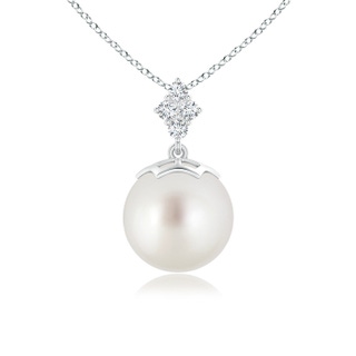 10mm AAA South Sea Pearl Pendant with Diamond Clustre in White Gold