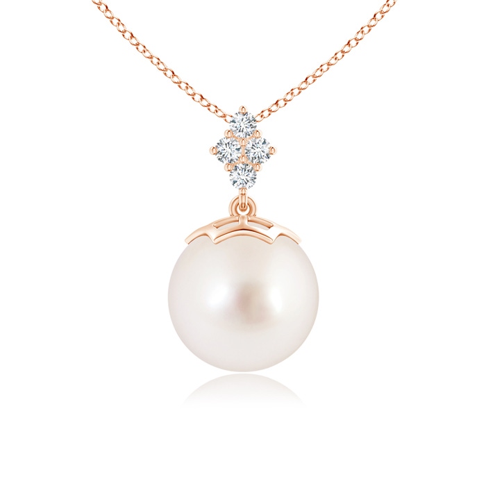10mm AAAA South Sea Pearl Pendant with Diamond Cluster in Rose Gold
