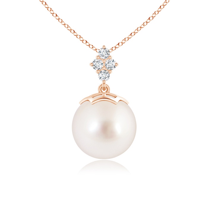 10mm AAAA South Sea Pearl Pendant with Diamond Clustre in Rose Gold