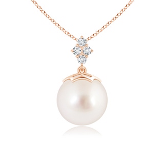 10mm AAAA South Sea Pearl Pendant with Diamond Clustre in Rose Gold