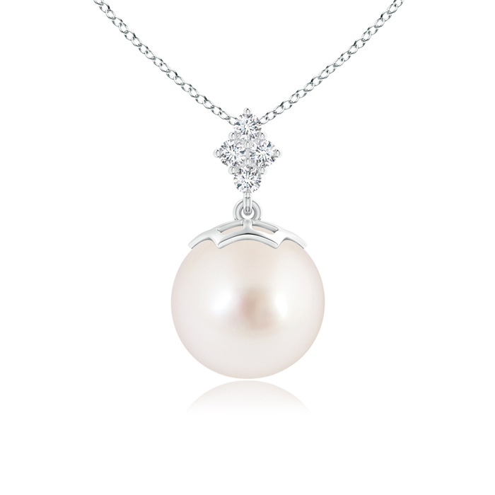 10mm AAAA South Sea Pearl Pendant with Diamond Cluster in White Gold