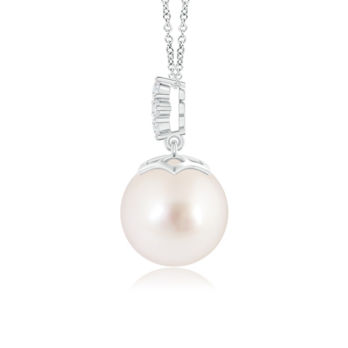 10mm AAAA South Sea Pearl Pendant with Diamond Cluster in White Gold product image