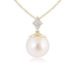 10mm AAAA South Sea Pearl Pendant with Diamond Clustre in Yellow Gold