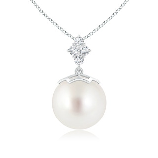 11mm AAA South Sea Pearl Pendant with Diamond Cluster in White Gold