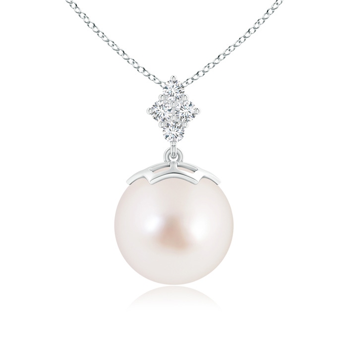 11mm AAAA South Sea Pearl Pendant with Diamond Cluster in White Gold 