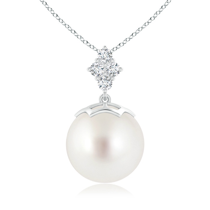 12mm AAA South Sea Pearl Pendant with Diamond Clustre in White Gold