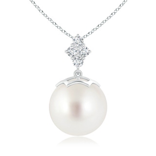 12mm AAA South Sea Pearl Pendant with Diamond Clustre in White Gold