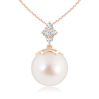 12mm AAAA South Sea Pearl Pendant with Diamond Cluster in Rose Gold