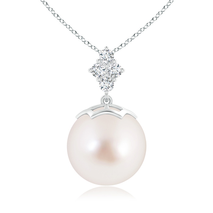 12mm AAAA South Sea Pearl Pendant with Diamond Clustre in White Gold 