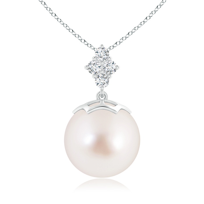12mm AAAA South Sea Pearl Pendant with Diamond Cluster in White Gold
