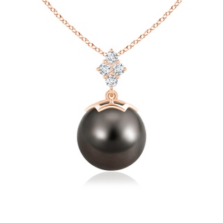 10mm AAA Tahitian Pearl Pendant with Diamond Clustre in 10K Rose Gold