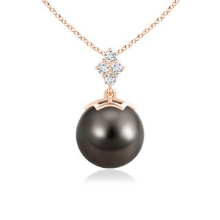 10mm AAA Tahitian Pearl Pendant with Diamond Clustre in Rose Gold