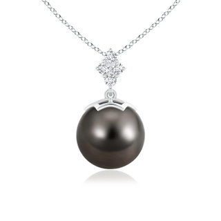 10mm AAA Tahitian Pearl Pendant with Diamond Clustre in S999 Silver