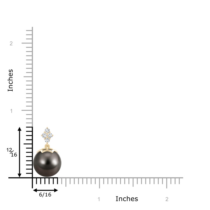 10mm AAA Tahitian Pearl Pendant with Diamond Clustre in Yellow Gold product image