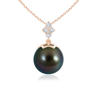 10mm AAAA Tahitian Pearl Pendant with Diamond Clustre in 10K Rose Gold