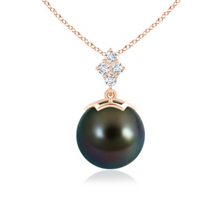 10mm AAAA Tahitian Pearl Pendant with Diamond Clustre in 9K Rose Gold