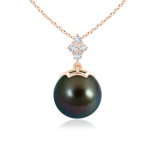 10mm AAAA Tahitian Pearl Pendant with Diamond Clustre in Rose Gold