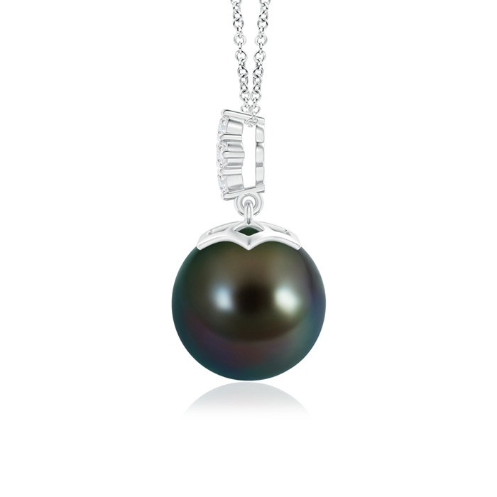 10mm AAAA Tahitian Pearl Pendant with Diamond Clustre in S999 Silver Product Image