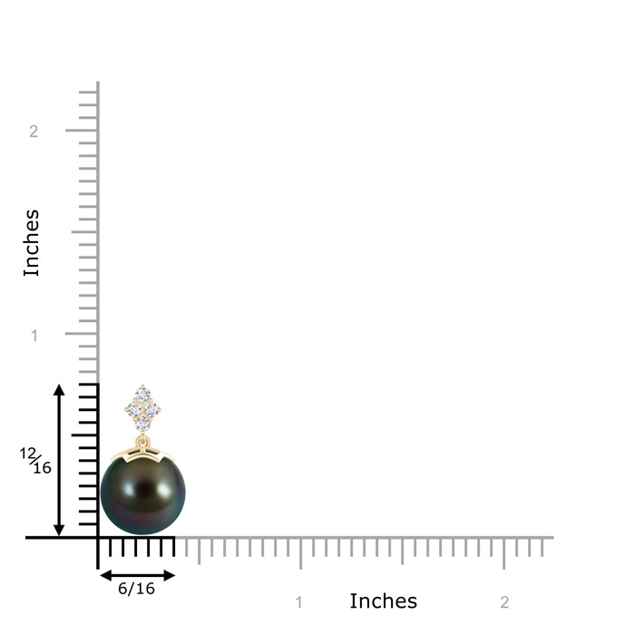 10mm AAAA Tahitian Pearl Pendant with Diamond Clustre in Yellow Gold Product Image