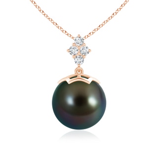 11mm AAAA Tahitian Pearl Pendant with Diamond Clustre in Rose Gold