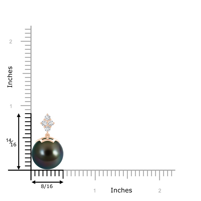 12mm AAAA Tahitian Pearl Pendant with Diamond Cluster in Rose Gold product image